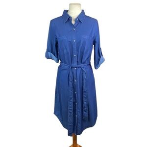 Woman’s Argee lightweight denim belted button up shirt dress size M